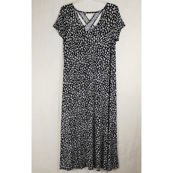 Lane Bryant black and white leopard print liquid knit maxi dress 14/16 Classic - Picture 1 of 9